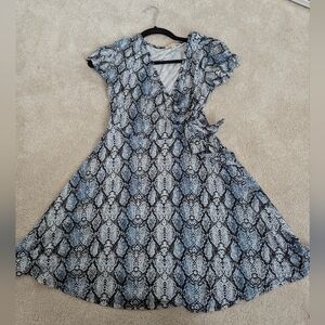 Snake Print Wrap Dress - Small